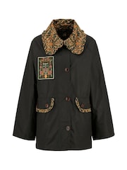 Barbour x Farm Rio Green Maria Clara Wax Jacket - Image 8 of 9