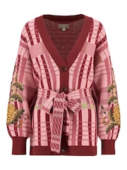 Barbour x Farm Rio Pink Luisa Embroidered Belted Cardigan - Image 7 of 8