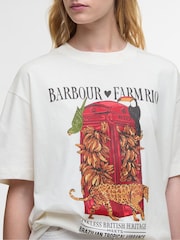 Barbour x Farm Rio White Maria Clara Tiger Graphic T-Shirt - Image 4 of 7