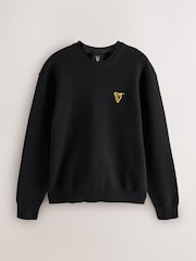 Qara - Rahat Fit Guinness Lisenziyalı Qrafik Kru Yaxalı Sviter - 4şəkildən 1 şəkil