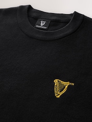 Qara - Rahat Fit Guinness Lisenziyalı Qrafik Kru Yaxalı Sviter - 4şəkildən 2 şəkil