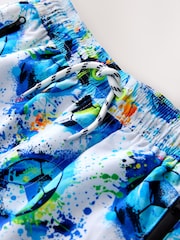 White/Blue Football Printed Swim Shorts (3-16yrs) - Image 6 of 7