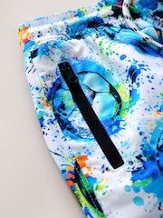 White/Blue Football Printed Swim Shorts (3-16yrs) - Image 7 of 7