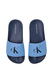 Calvin Klein Blue Kids Logo Sliders - Image 2 of 4