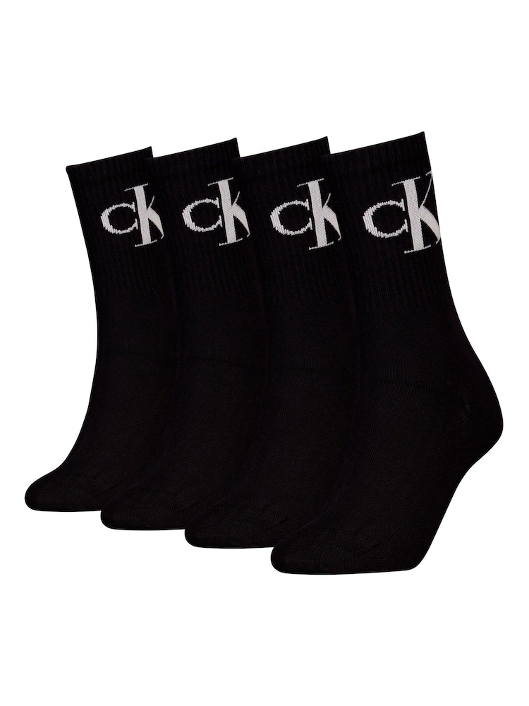 Calvin Klein Black Womens Crew Socks 4 Pack - Image 1 of 4