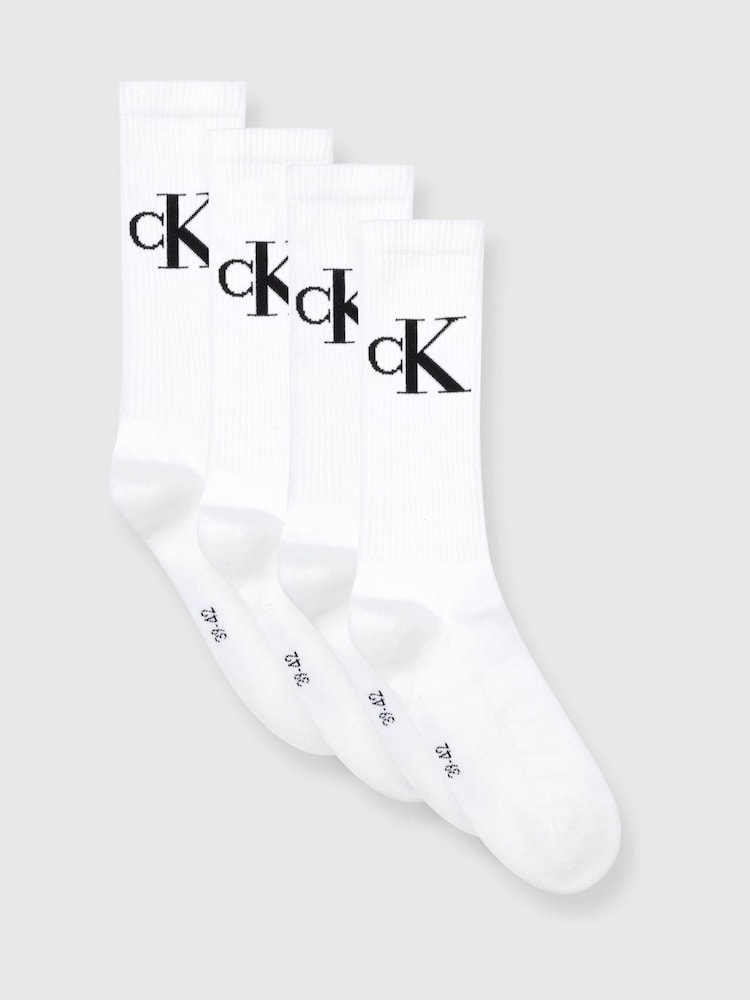 Weiß - Calvin Klein Mens Crew Socks 4 Pack - Bild 1 von 4