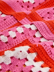 Pink Pattern Short Sleeve Crochet Crew Neck T-Shirt - Image 5 of 6