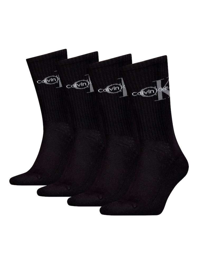 Calvin Klein Black Mens Crew Socks 4 Pack - Image 2 of 4