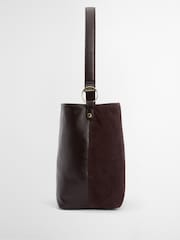 Barbour® Chocolate Brown Cedar Suede Bucket Bag - Image 3 of 9
