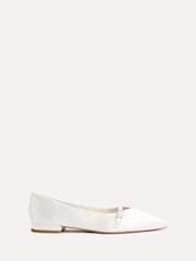 Linzi Cream Bridal Engaged Pointed Toe Ballet Flats With Buckle Detail - Image 2 of 5
