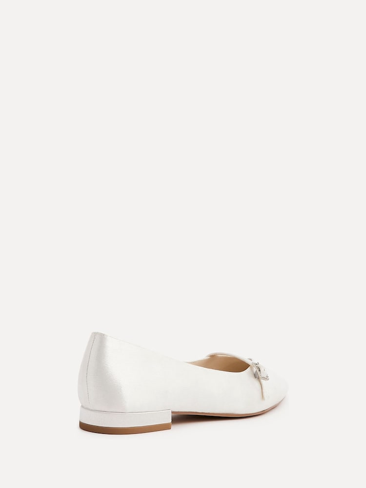 Linzi Cream Bridal Engaged Pointed Toe Ballet Flats With Buckle Detail - Image 5 of 5 Linzi Cream Bridal Engaged Pointed Toe Ballet Flats With Buckle Detail - Image 5 of 5