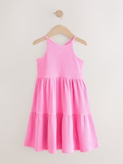 Pink Strappy Crinkle Summer Dress (3-16yrs) - Image 4 of 7