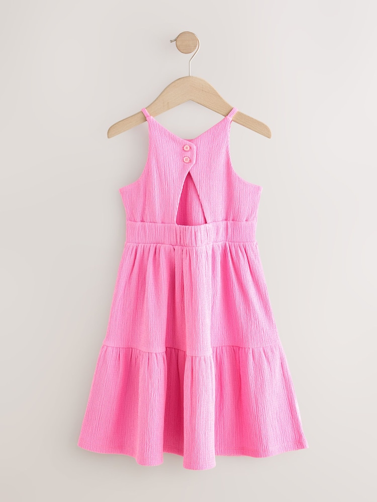 Pink Strappy Crinkle Summer Dress (3-16yrs) - Image 5 of 7 Pink Strappy Crinkle Summer Dress (3-16yrs) - Image 5 of 7