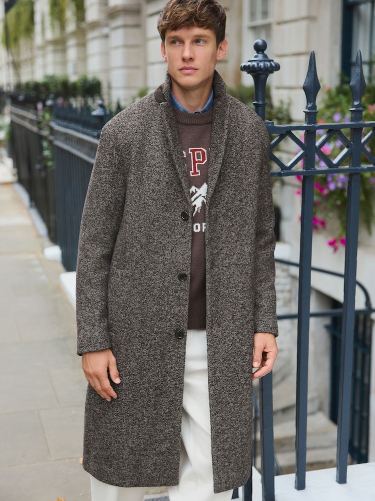 Brown Wool Blend Epsom Coat - Image 1 of 10 Brown Wool Blend Epsom Coat - Image 1 of 10