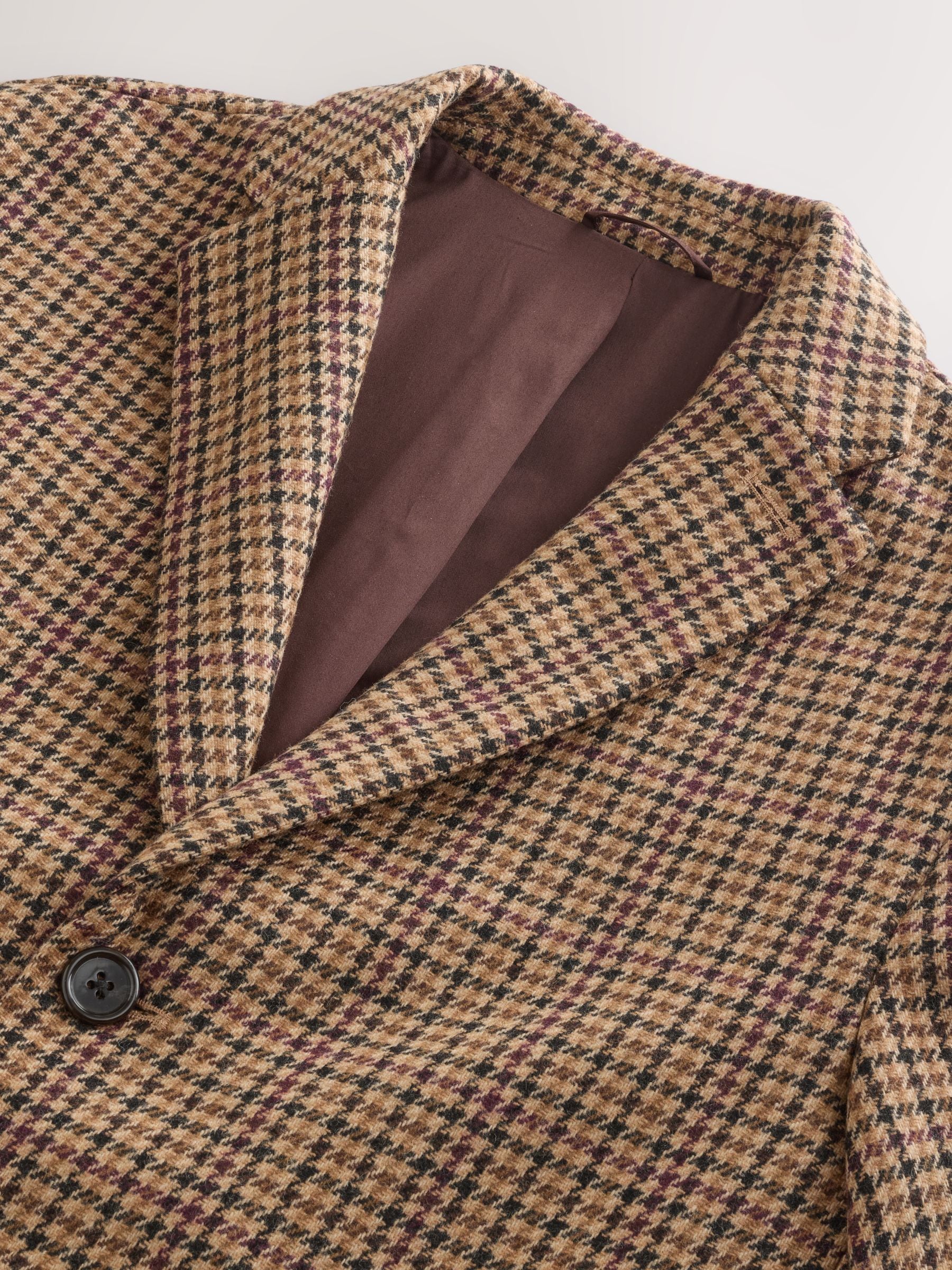 Buy Neutral Wool Rich Italian Fabric Dogtooth Check Epsom Coat
