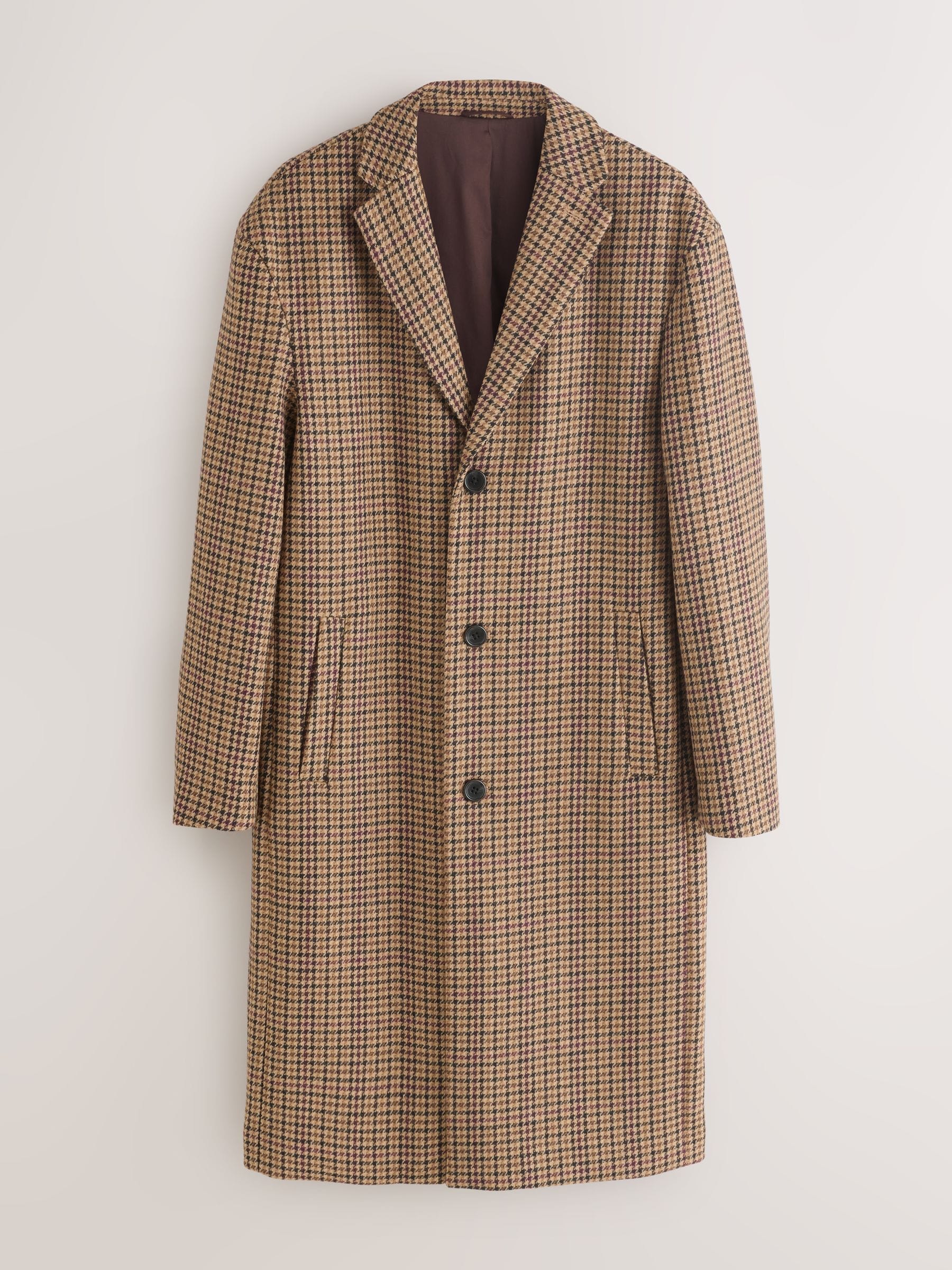 Buy Neutral Wool Rich Italian Fabric Dogtooth Check Epsom Coat