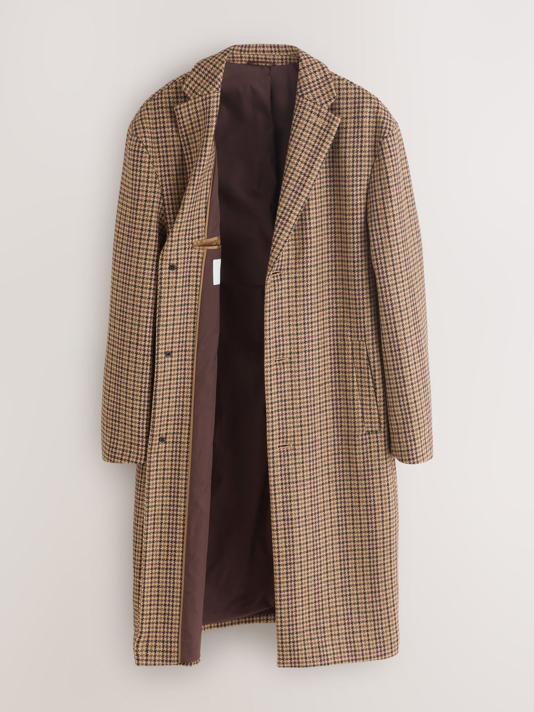 Buy Neutral Wool Rich Italian Fabric Dogtooth Check Epsom Coat
