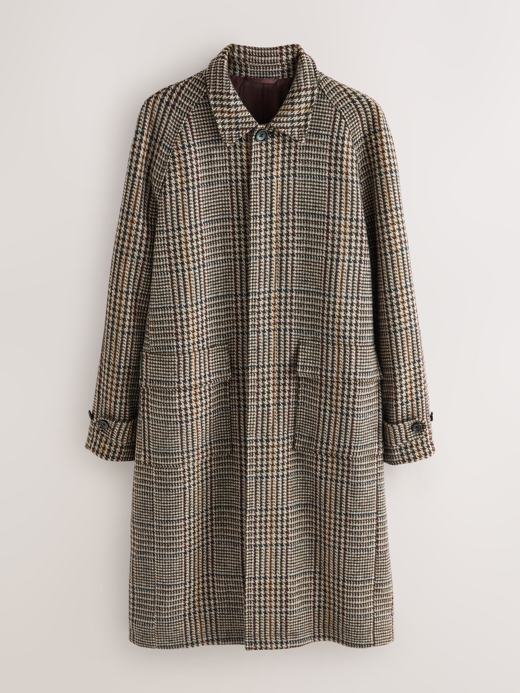 Buy Brown Check Wool Blend Coat from Next USA
