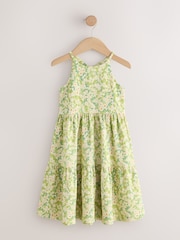 Light Green Flower Print Strappy Crinkle Summer Dress (3-16yrs) - Image 6 of 9