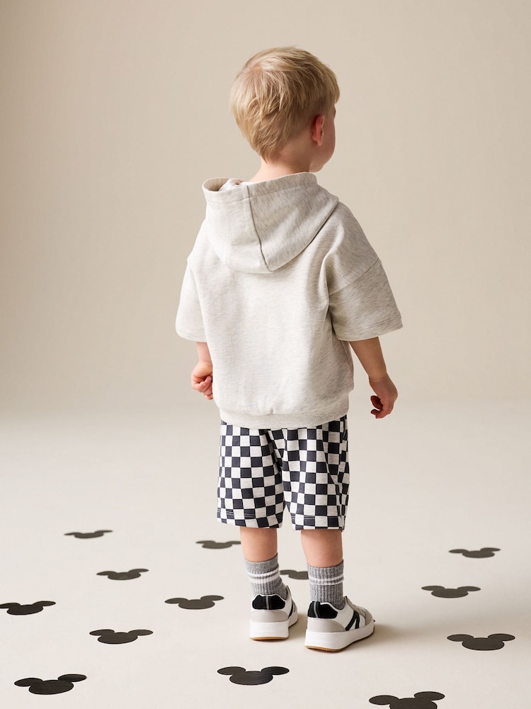 Grey Marl And Checkerboard Hooded Sweatshirt and Shorts Set (3mths-8yrs) - Image 3 of 3