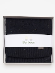 Barbour® Navy Carlton Fleck Beanie Hat & Scarf Gift Box Set - Image 6 of 7