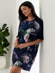 B by Ted Baker Blue Floral Viscose Night T-Shirt - Imaginea 1 din 7