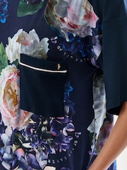 B by Ted Baker Blue Floral Viscose Night T-Shirt - Imaginea 3 din 7