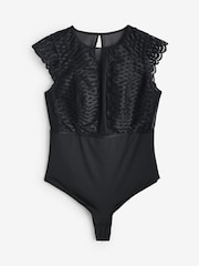 Lipsy Black Geo Embrodiery Tummy Control Bodysuit - Image 6 of 9
