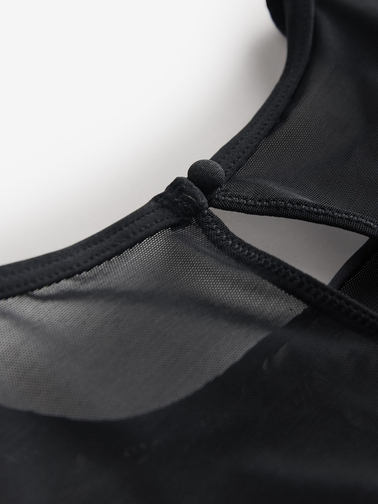 Lipsy Black Geo Embrodiery Tummy Control Bodysuit - Image 9 of 9