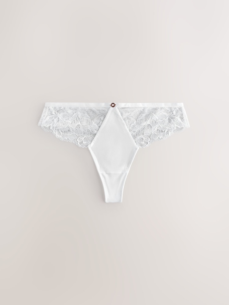 Lipsy White Thong Lace Knickers - Image 1 of 3