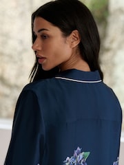 B by Ted Baker Blue Satin Button Through Pyjamas Set - Image 6 of 8