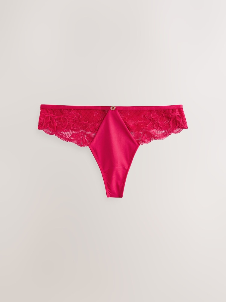 Lipsy Red Thong Lace Knickers - Image 1 of 3