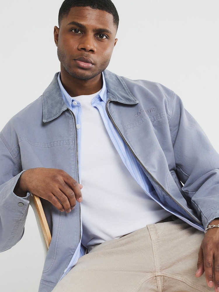 River Island Blue Washed Workwear Jacket - Image 1 of 6 River Island Blue Washed Workwear Jacket - Image 1 of 6