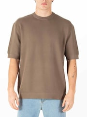 Luke 1977 Relax Fit Cream Ford Knitted T-Shirt - Image 1 of 6
