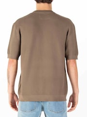 Luke 1977 Relax Fit Cream Ford Knitted T-Shirt - Image 2 of 6