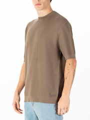 Luke 1977 Relax Fit Cream Ford Knitted T-Shirt - Image 3 of 6