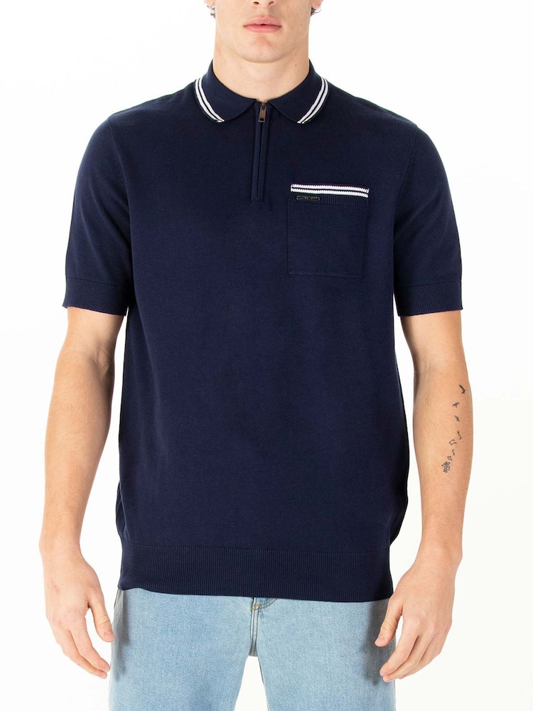 Luke 1977 Sebaco Knitted 100% Cotton Brown Polo Shirt - Image 1 of 6