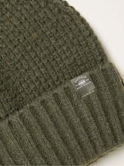 FatFace Khaki Green Waffle Beanie - Image 2 of 2