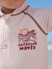 Orange/Ecru - Seti ya Vesti ya Vipele vya Kuogelea na Kaptura za Kuogelea Zisizo na Jua (Miezi 3-7miaka) - Picha 4 kati ya 9