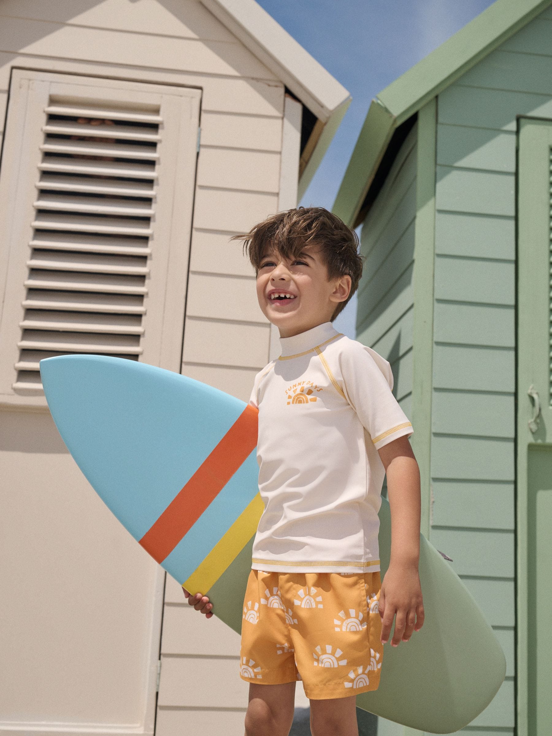 RASHwetsuitsロンスプ Buy Yellow/Orange Short Sleeve Sunsafe Rash Vest and Swim Shorts