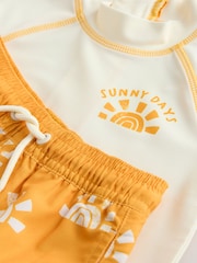 Yellow/Orange Short Sleeve Sunsafe Rash Vest and Swim Shorts Set (3mths-7yrs) - Image 9 of 9