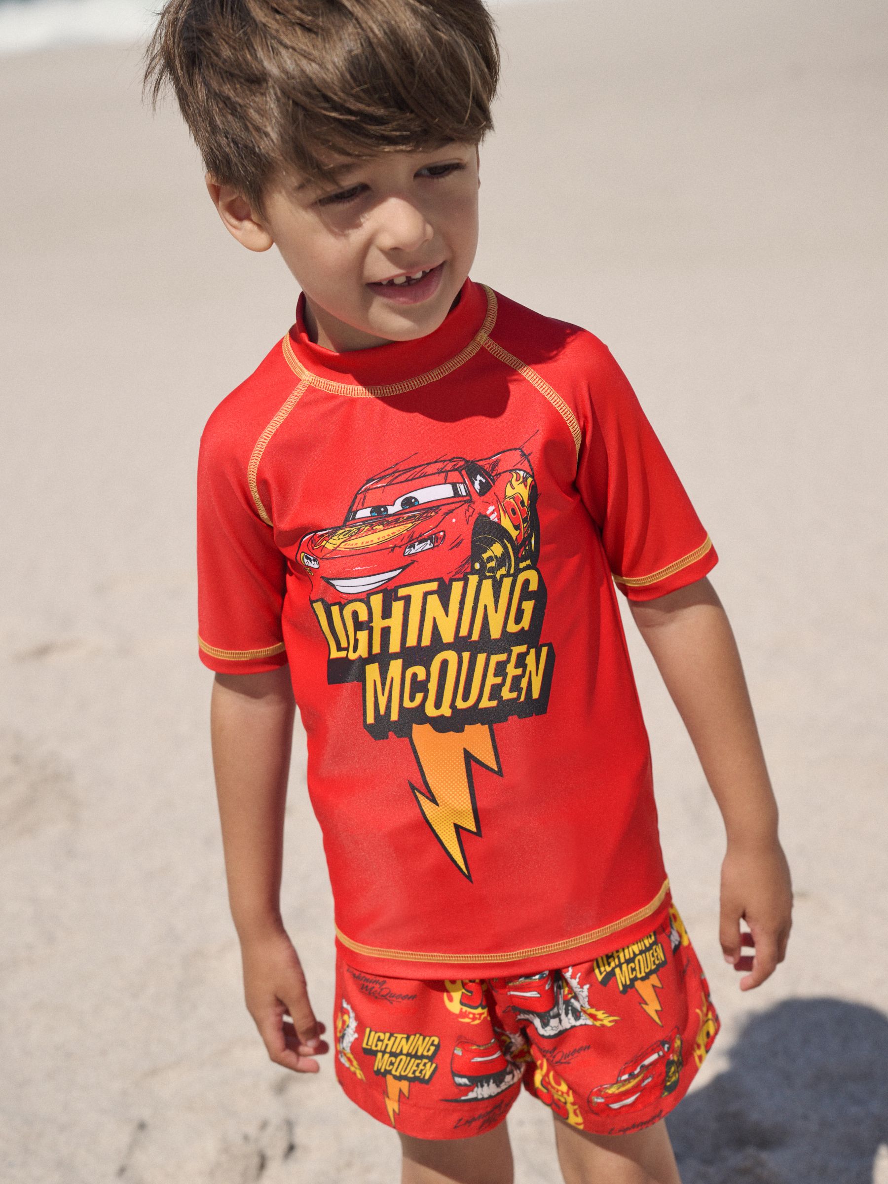 Buy Lightening McQueen Rash Vest and Swim Shorts Set (3mths-7yrs