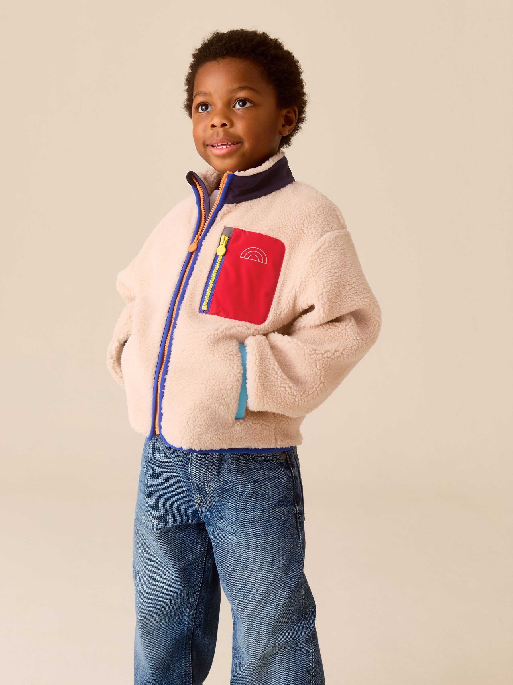 Buy Little Bird by Jools Oliver Cream Colourblock Borg Fleece from