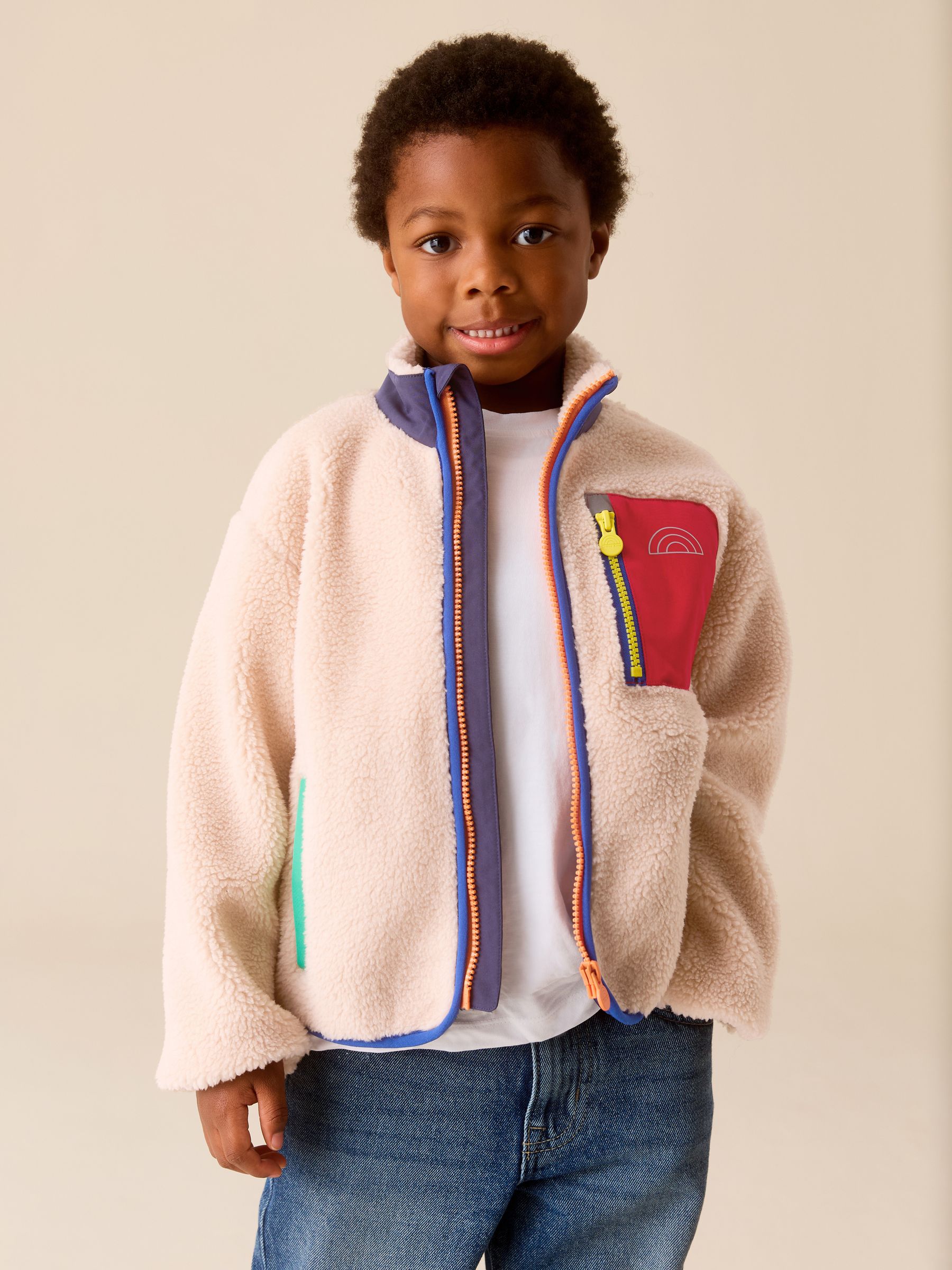 Buy Little Bird by Jools Oliver Cream Colourblock Borg Fleece from