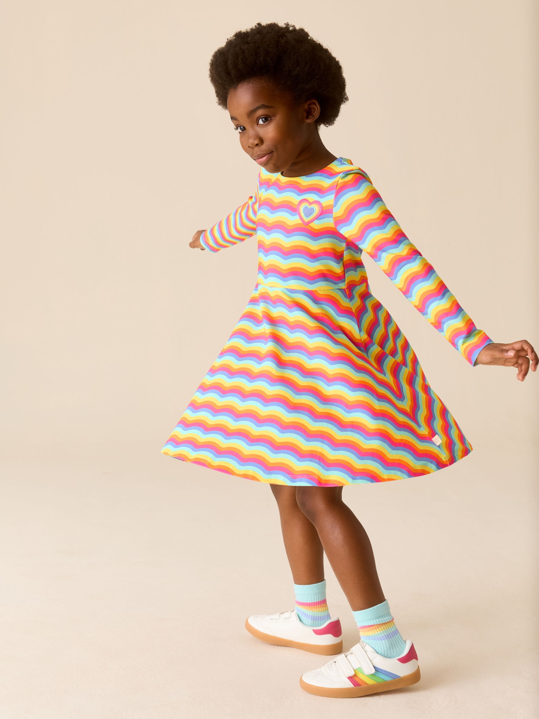 Buy Little Bird by Jools Oliver Rainbow Wave Long Sleeve Skater
