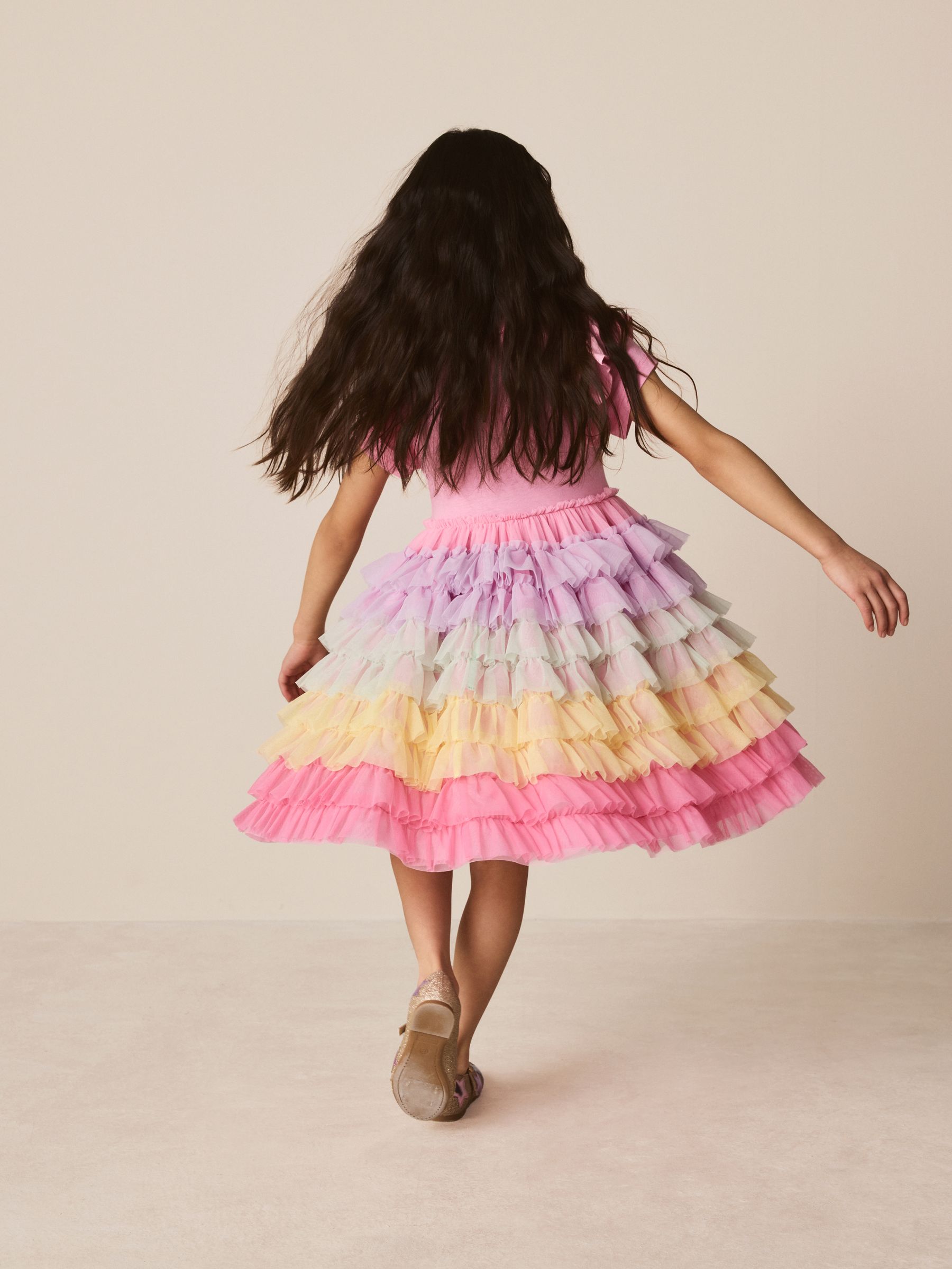 Buy Little Bird by Jools Oliver Light Pink Frill Sleeve Rainbow