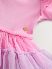 Little Bird by Jools Oliver Light Pink Frill Sleeve Rainbow Tulle Party Tutu Dress - Image 6 of 7