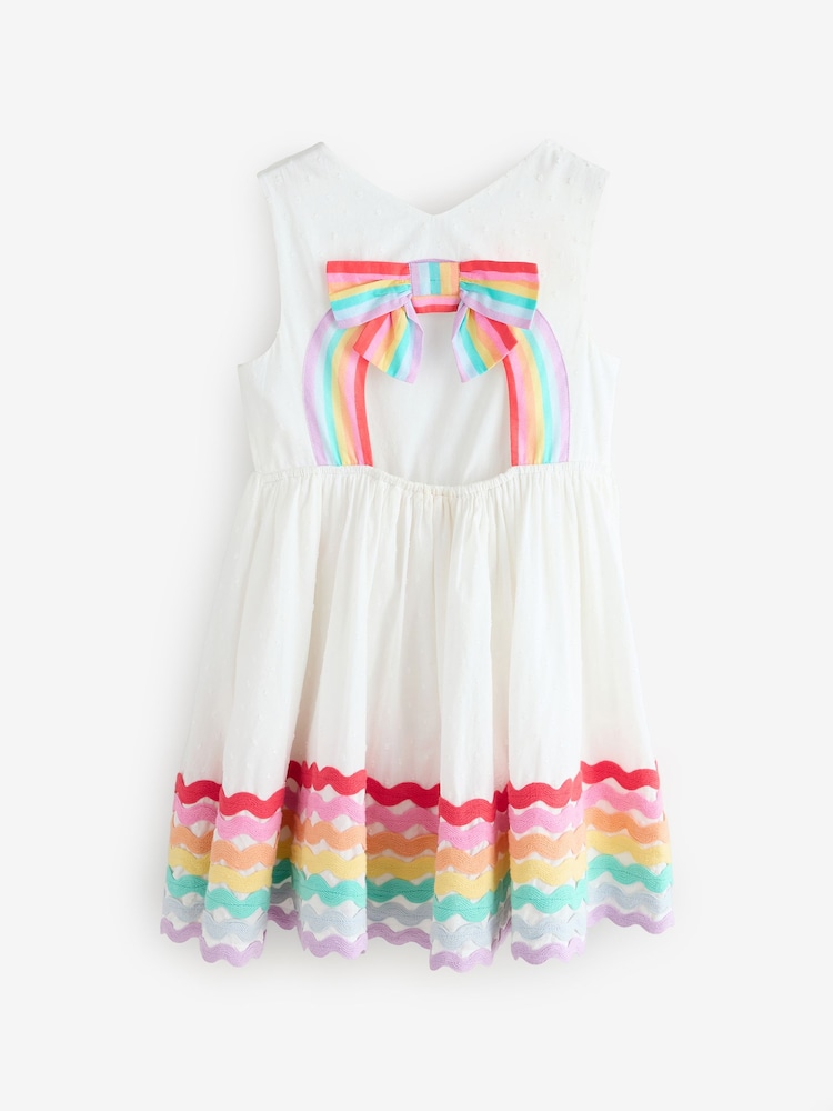 Little Bird by Jools Oliver White Rainbow Woven Cut Out Ric Rac Dress - Image 7 of 7 Little Bird by Jools Oliver White Rainbow Woven Cut Out Ric Rac Dress - Image 7 of 7