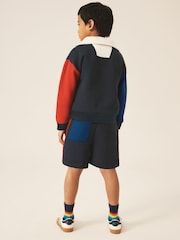 Little Bird by Jools Oliver Navy 1/4 Zip Sweat Top and Short 2 Piece Set - Image 2 of 6