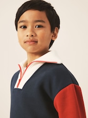 Little Bird by Jools Oliver Navy 1/4 Zip Sweat Top and Short 2 Piece Set - Image 3 of 6